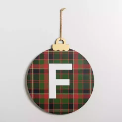 Kirklands Home Monogram F Plaid Ornament Wall Plaque