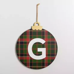 Kirklands Home Monogram G Plaid Ornament Wall Plaque