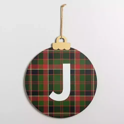 Kirklands Home Monogram J Plaid Ornament Wall Plaque
