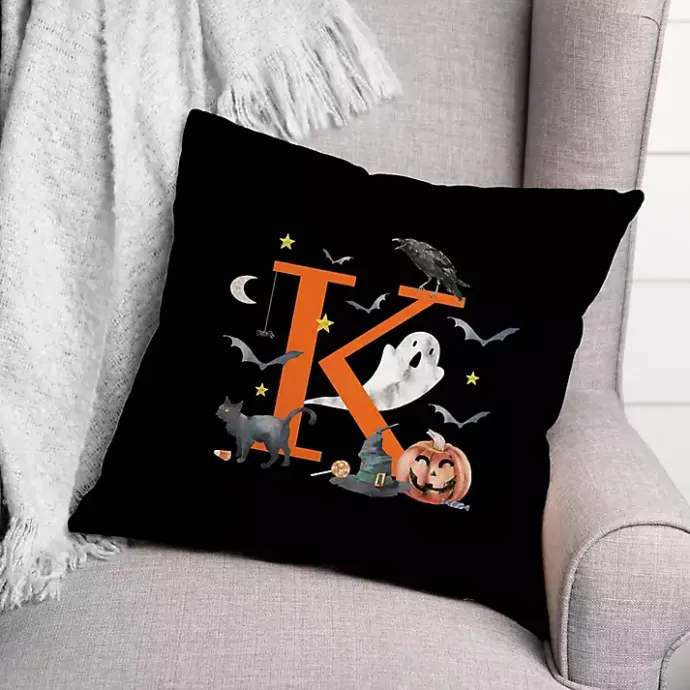 Online Kirklands Home Monogram K Halloween Indoor/Outdoor Pillow