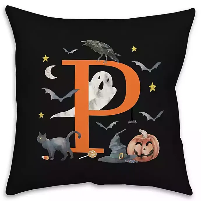 Kirklands Home Monogram P Halloween Indoor/Outdoor Pillow