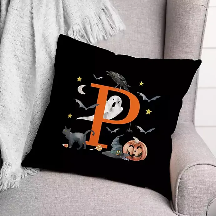 Kirklands Home Monogram P Halloween Indoor/Outdoor Pillow