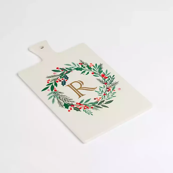 Best Kirklands Home Monogram R Christmas Wreath Serving Board
