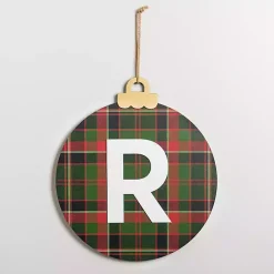 Kirklands Home Monogram R Plaid Ornament Wall Plaque