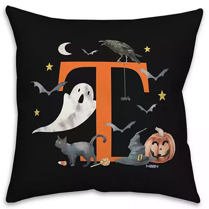Hot Kirklands Home Monogram T Halloween Indoor/Outdoor Pillow