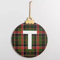 Sale Kirklands Home Monogram T Plaid Ornament Wall Plaque