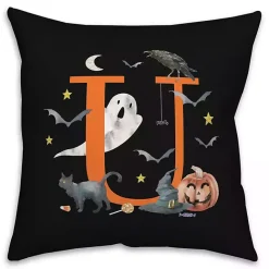 New Kirklands Home Monogram U Halloween Indoor/Outdoor Pillow
