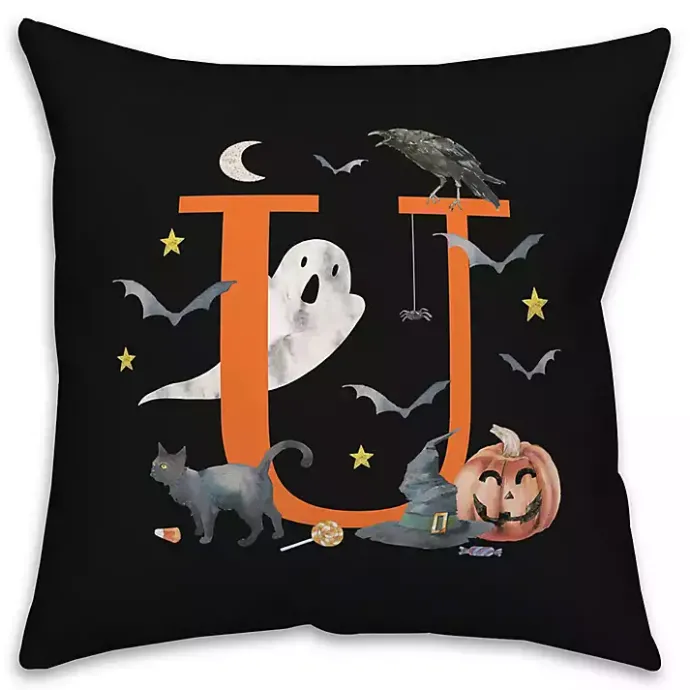 New Kirklands Home Monogram U Halloween Indoor/Outdoor Pillow
