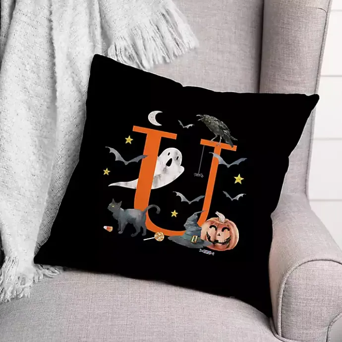 New Kirklands Home Monogram U Halloween Indoor/Outdoor Pillow