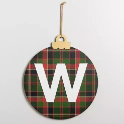 Outlet Kirklands Home Monogram W Plaid Ornament Wall Plaque
