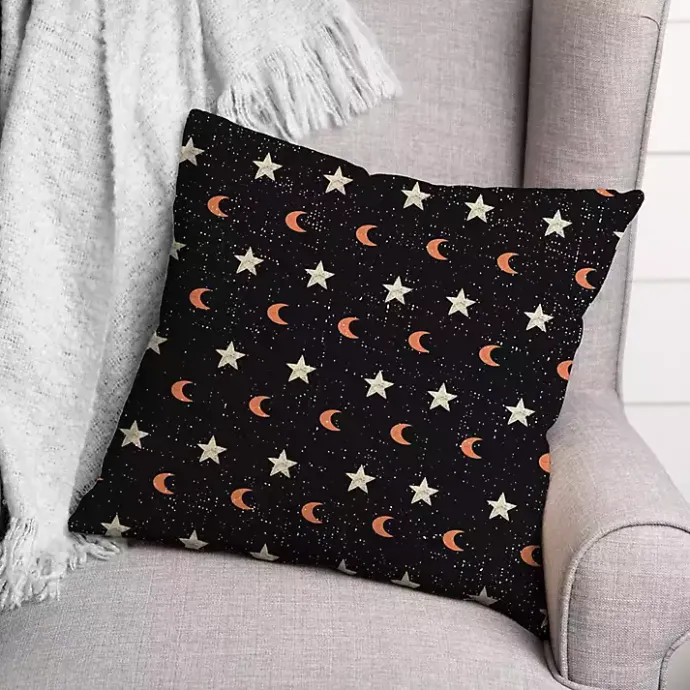 Kirklands Home Moon and Stars Halloween Pillow Black