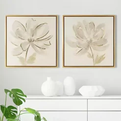 Hot Kirklands Home Morning Cheer Framed Canvas Art Prints, Set of 2 Tan