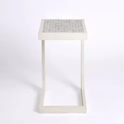 Best Kirklands Home Mosaic Tile White Wood C-Table Blue