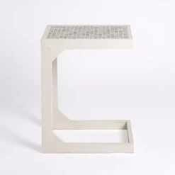 Best Kirklands Home Mosaic Tile White Wood C-Table Blue