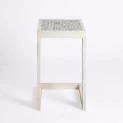Best Kirklands Home Mosaic Tile White Wood C-Table Blue