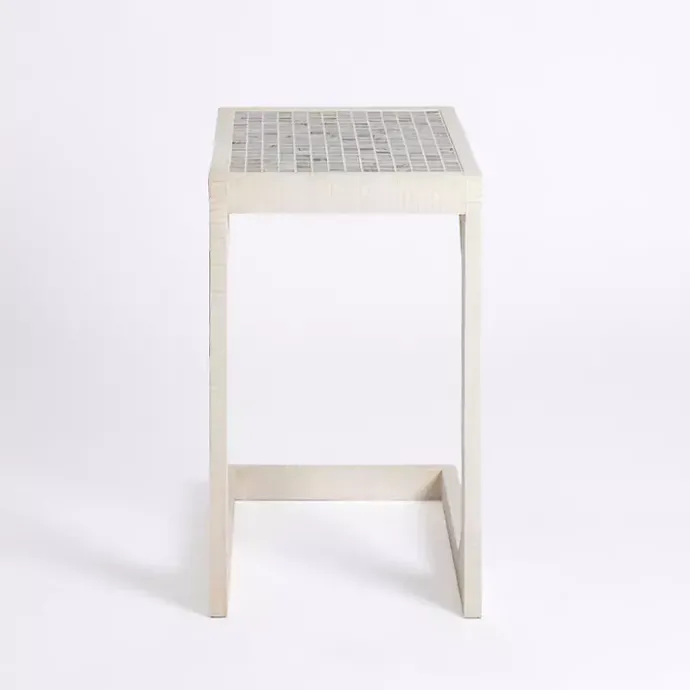 Best Kirklands Home Mosaic Tile White Wood C-Table Blue