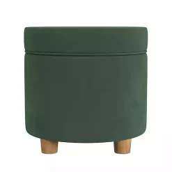 Sale Kirklands Home Moss Round Velvet Storage Ottoman Green