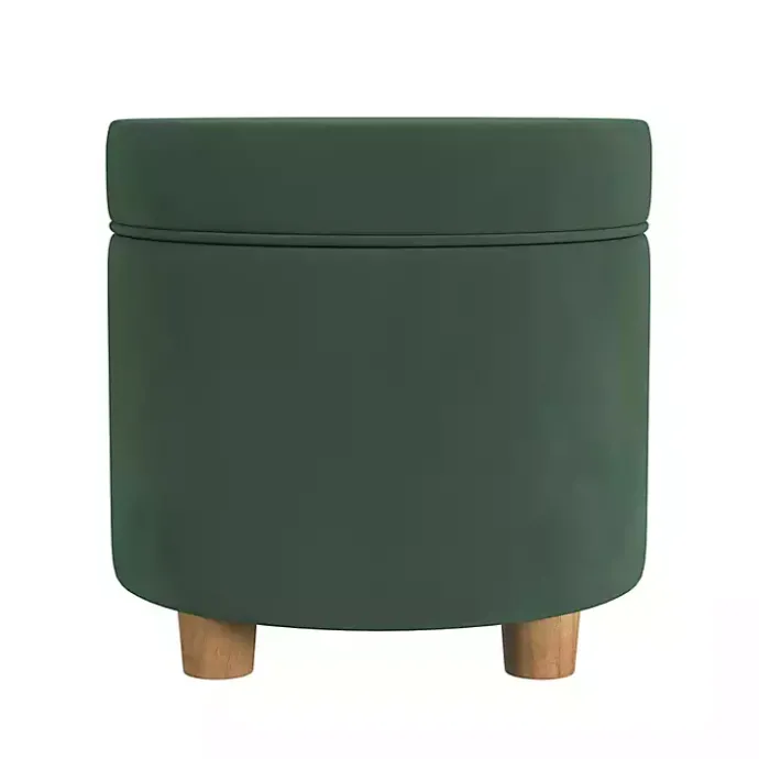 Sale Kirklands Home Moss Round Velvet Storage Ottoman Green