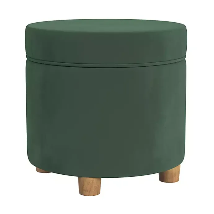 Sale Kirklands Home Moss Round Velvet Storage Ottoman Green
