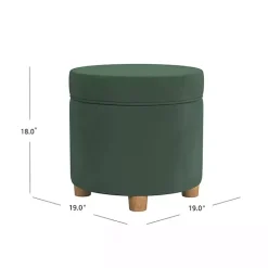 Sale Kirklands Home Moss Round Velvet Storage Ottoman Green
