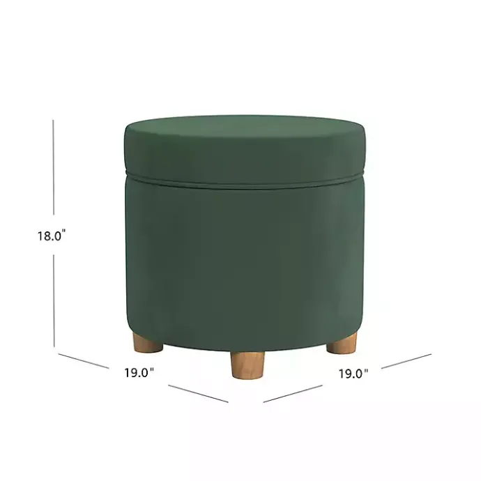 Sale Kirklands Home Moss Round Velvet Storage Ottoman Green
