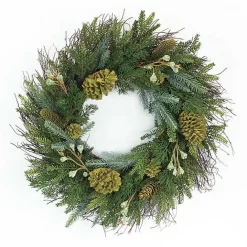 Sale Kirklands Home Mossy Mixed Pinecone Wreath Green