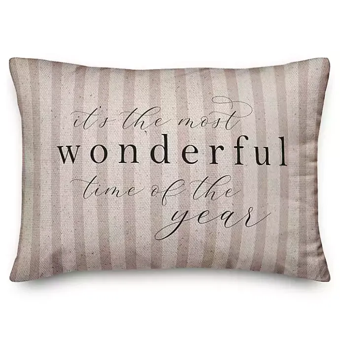 Sale Kirklands Home Most Wonderful Time of the Year Christmas Pillow Tan