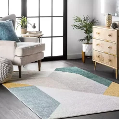 New Kirklands Home Multicolor Abstract Shapes Area Rug, 8x10