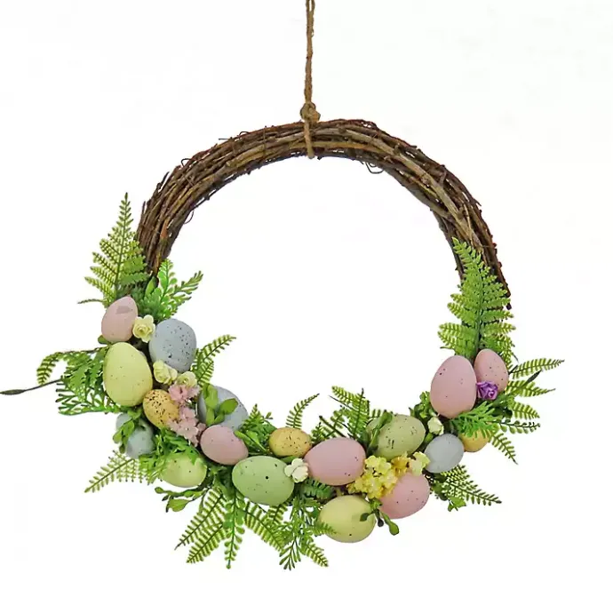 Best Kirklands Home Multicolor Easter Eggs and Fern Wreath