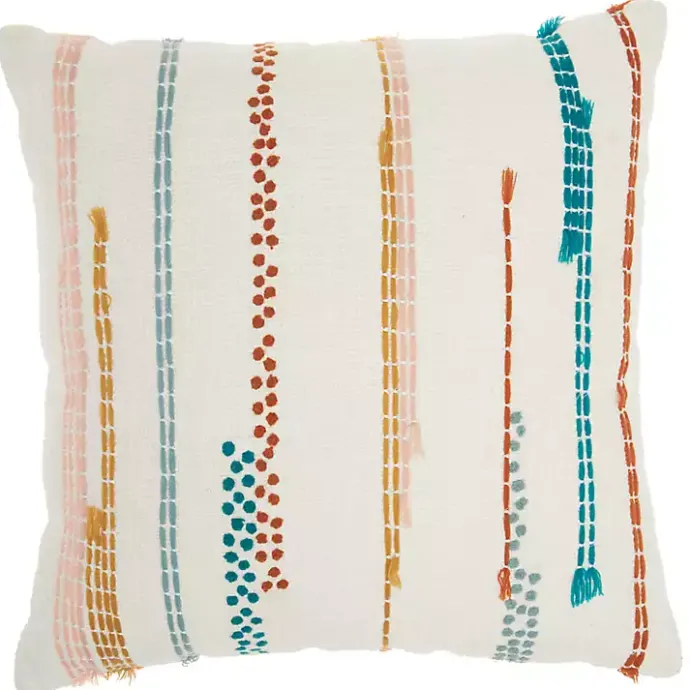 Clearance Kirklands Home Multicolor Woven Dotted Lines Pillow