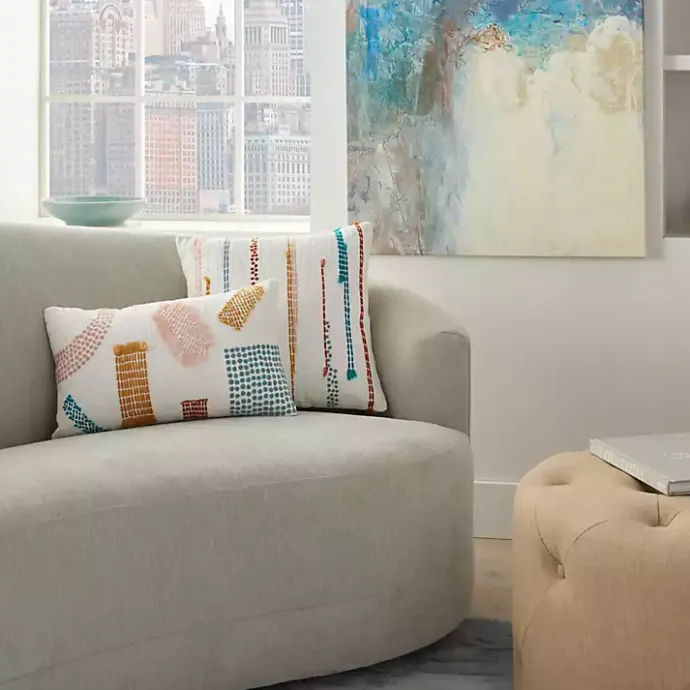 Clearance Kirklands Home Multicolor Woven Dotted Lines Pillow