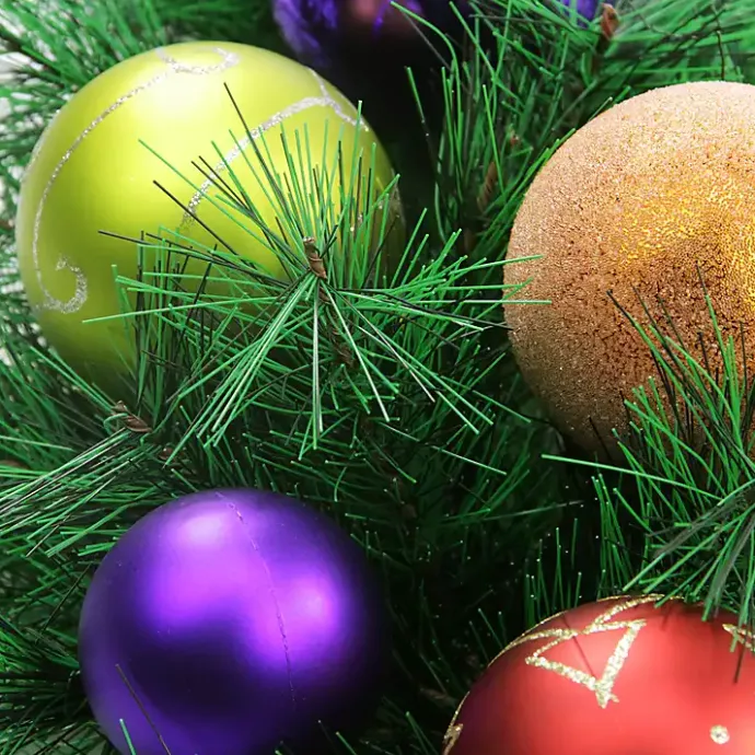 Outlet Kirklands Home Multicolored Ornaments and Pine Wreath