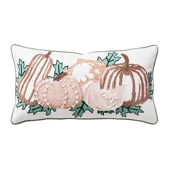 Outlet Kirklands Home colored Pumpkins Embroidered Throw Pillow Multi