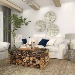 Discount Kirklands Home Mussel Shell Hexagonal Accent Table Multi