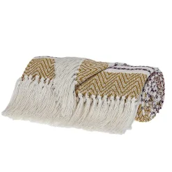 Clearance Kirklands Home Mustard Herringbone Multi Striped Throw Yellow