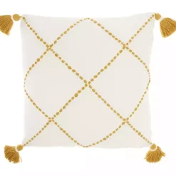 Sale Kirklands Home Mustard Stitched Lattice Throw Pillow
