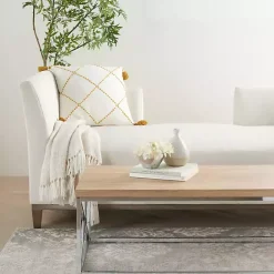 Sale Kirklands Home Mustard Stitched Lattice Throw Pillow