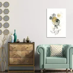 Discount Kirklands Home Mustard Yellow and Gray Abstract Canvas Art Print