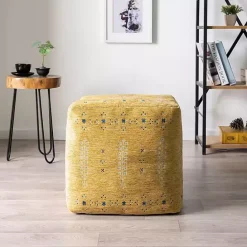 Discount Kirklands Home Mustard Bohemian Ultra-Soft Pouf Yellow