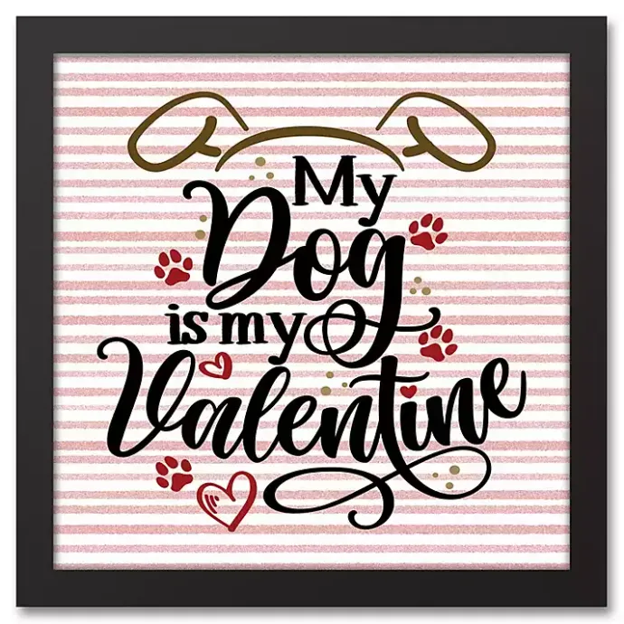 Sale Kirklands Home My Dog is My Valentine Framed Canvas Wall Plaque Pink