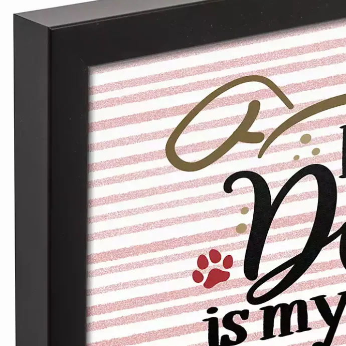 Sale Kirklands Home My Dog is My Valentine Framed Canvas Wall Plaque Pink