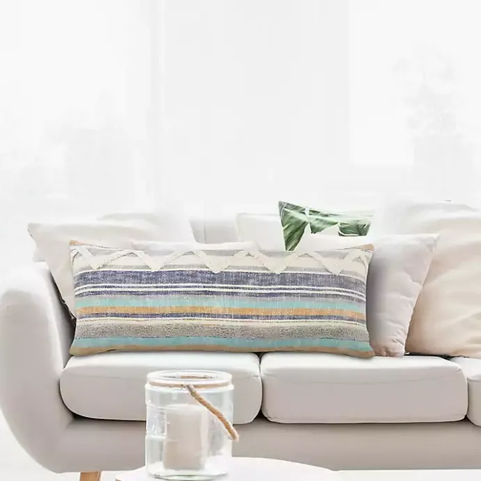 Hot Kirklands Home Myrtle Tufted Stripes Lumbar Pillow