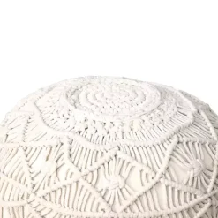 Hot Kirklands Home Mystic Macrame Pouf White