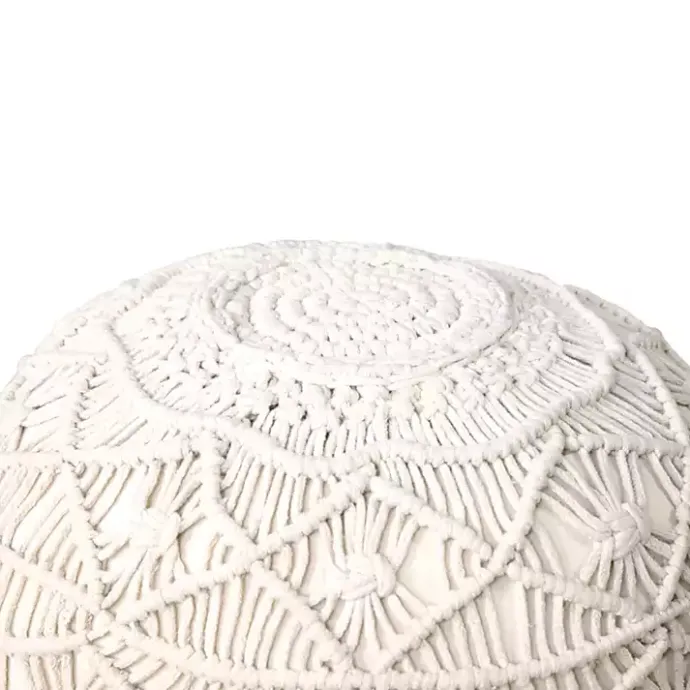 Hot Kirklands Home Mystic Macrame Pouf White