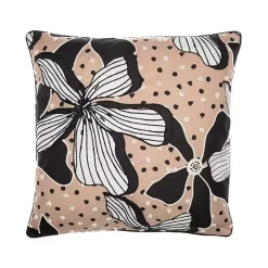 Discount Kirklands Home Natural & Black Embroidered Floral Throw Pillow