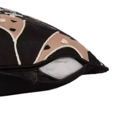 Discount Kirklands Home Natural & Black Embroidered Floral Throw Pillow