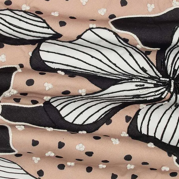 Discount Kirklands Home Natural & Black Embroidered Floral Throw Pillow