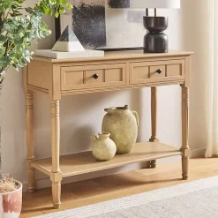 Clearance Kirklands Home Natural 2- Drawer Samantha Console Table Tan