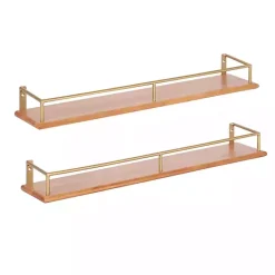 Clearance Kirklands Home Natural & Gold Rectangle Cameron Shelves, Set of 2