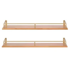 Clearance Kirklands Home Natural & Gold Rectangle Cameron Shelves, Set of 2
